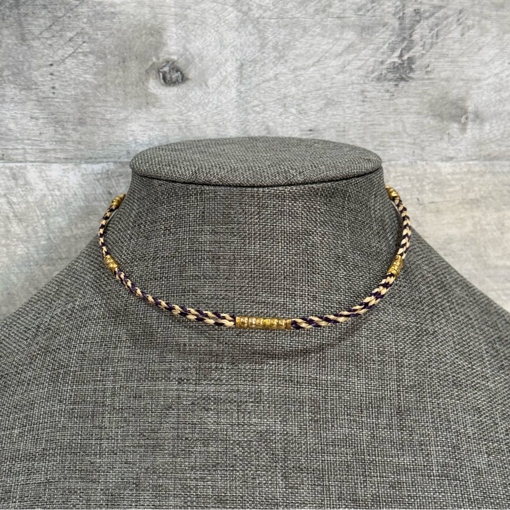 GAS BIJOUX Bellagio Braided Necklace Purple 24kt gold plated brass
